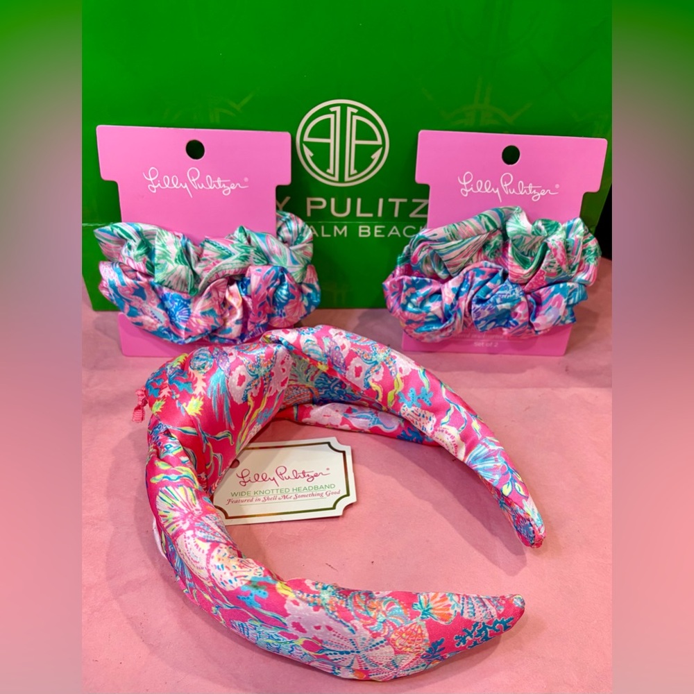 NWT LILLY PULITZER Pink/Multi Floral Headband/4 Scrunchies/Cosmetic Bag/2 Soaps - Picture 6 of 13